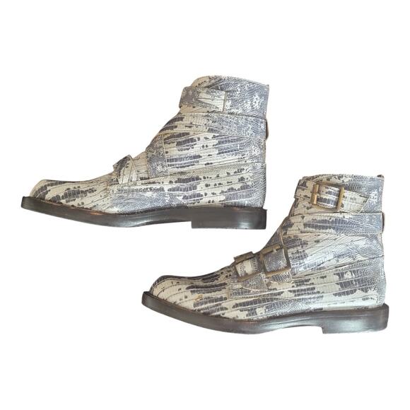 John Fluevog Modvogs Darin Boots Snake Print Leather Buckle Booties Women's US 6 - Picture 8 of 12